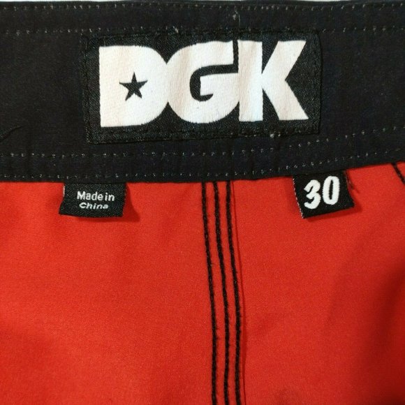 DGK Red Yellow Green Black Board Shorts Size 30 - Picture 6 of 10